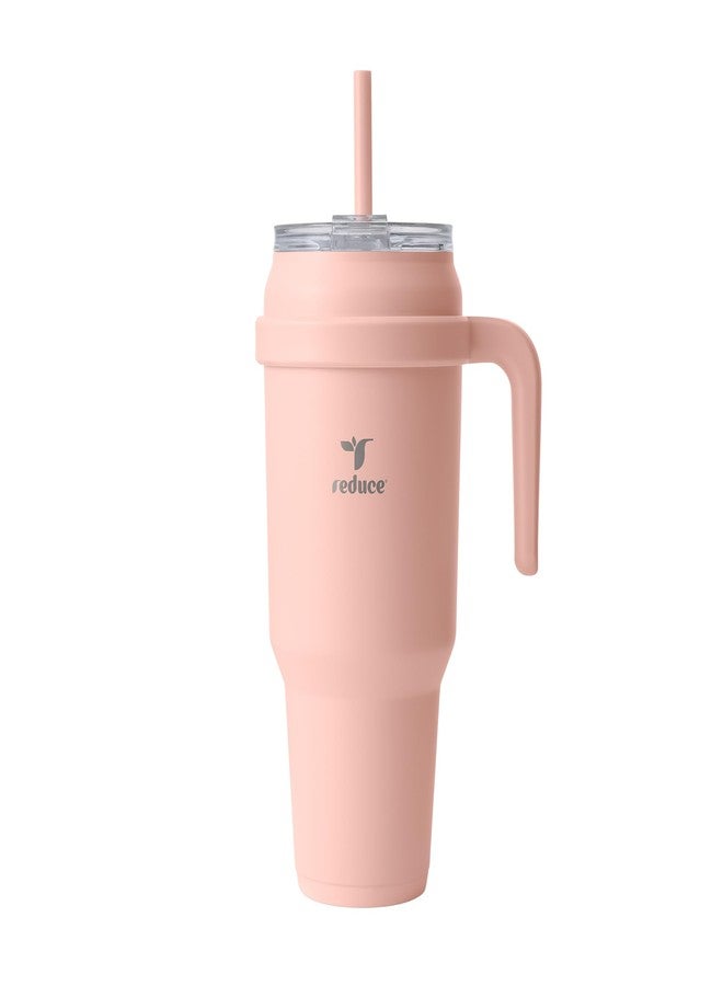 REDUCE 50 oz Stainless Steel Tumbler with Handle - Dual-Wall Vacuum Insulated Travel Mug, Sweat-Proof Lid & Reusable Straw - Keeps Drinks Cold for 24 Hrs, Fits Cupholders, Dishwasher Safe - Pink Clay - Image 1